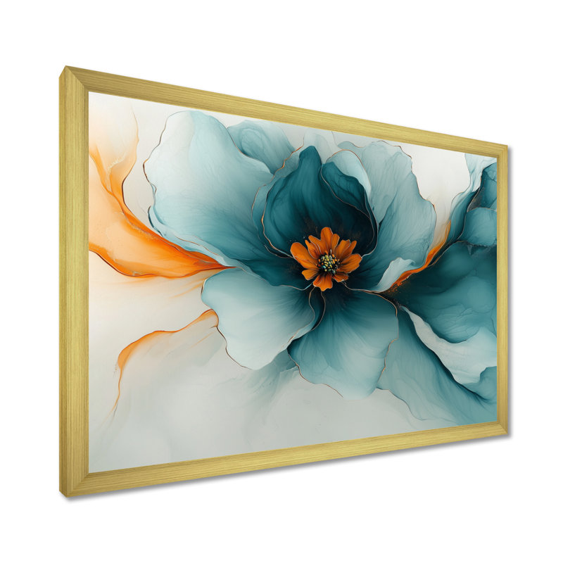 Hennen - Floral Canvas Wall Decor, Reproduction encadrée d'une seule photo sans pass, H 12 po x l 20 po, Doré