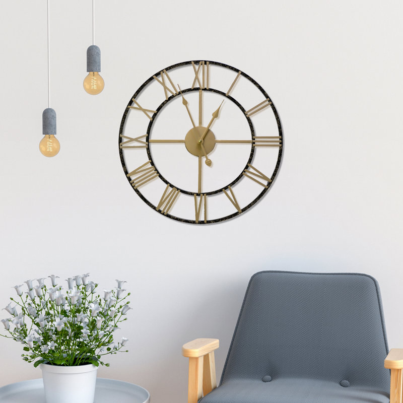 Horloge murale Arata, Noir / doré, Petit