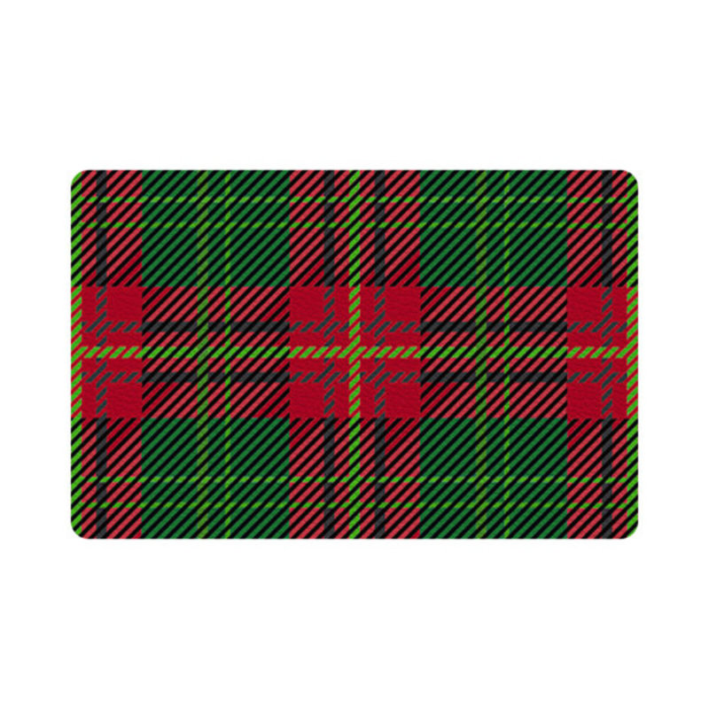 Tartan Vegan Leather Rectangle Pebble Placemat, Green