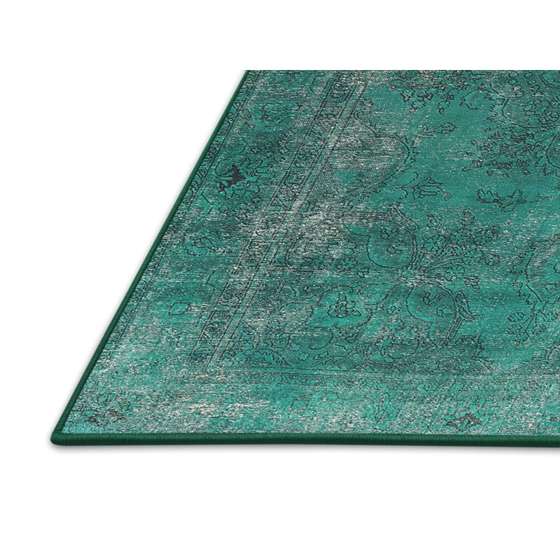 Tapis bleu sarcelle / gris Rezac, Rectangle 8 pi x 10 pi