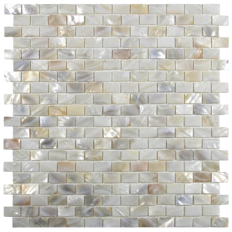 Atlantic 1" x 2" Seashell Mosaic Tile in Cream