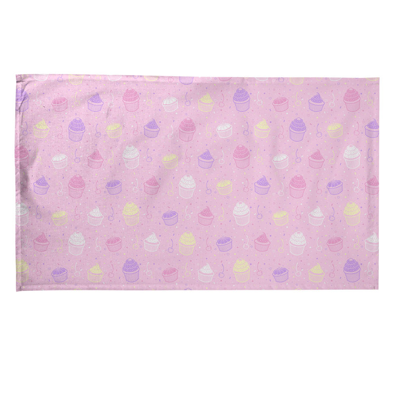 Serviette à thé classique à motif petits gâteaux Mcguigan, Sergé de coton, Rose / Jaune