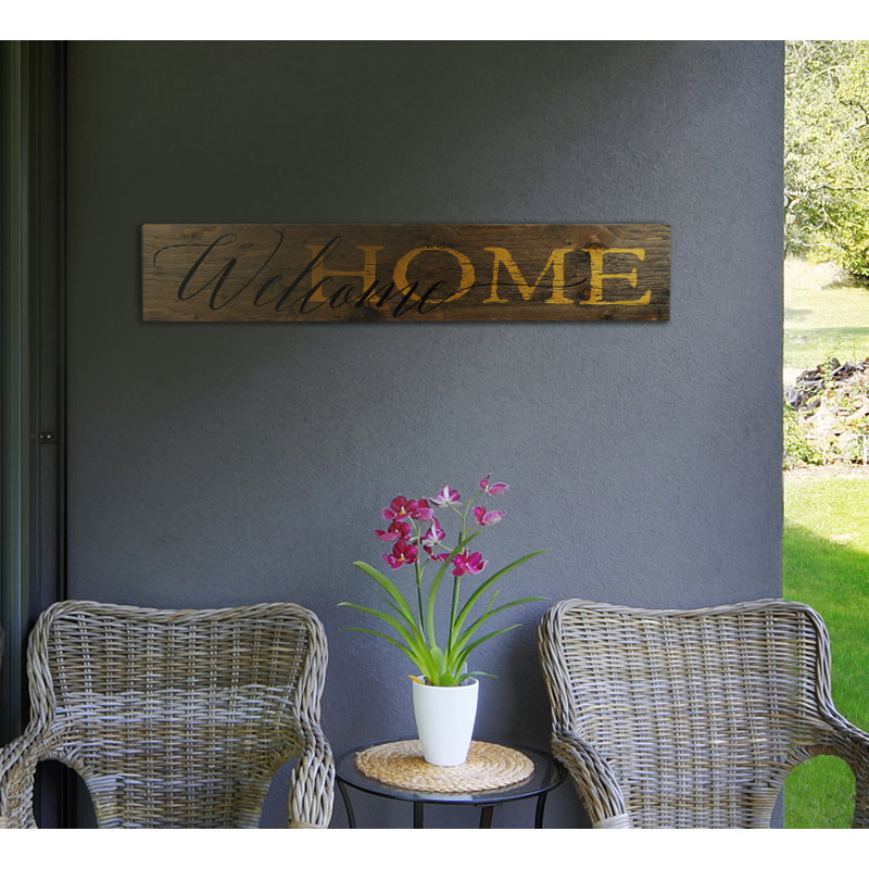 « welcome home », art textuel sur bois