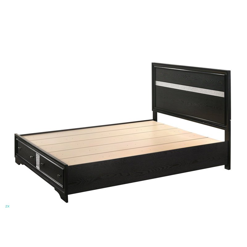 Grand lit plateforme avec tiroirs de rangement en bois massif 1Pc, Grand lit