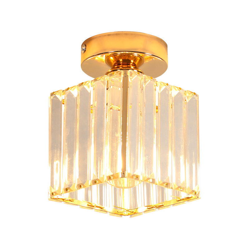Luxurious Square Gold Crystal Ceiling Light 