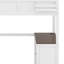 Lit mezzanine avec bureau intégré, étagères ouvertes, coffre de rangement et port de chargement USB