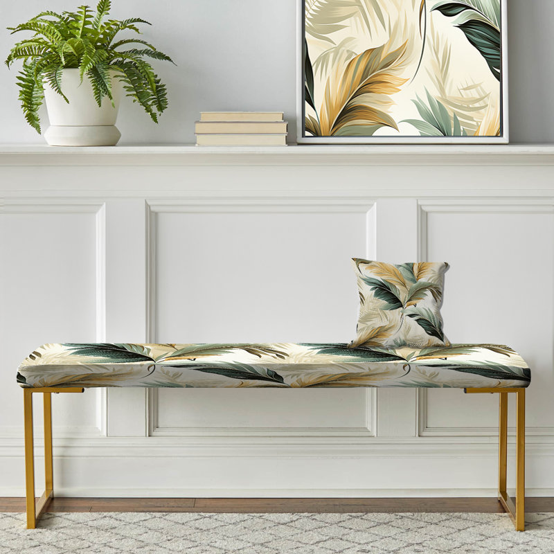 Banc rembourré or, Tranquil Retreat Tropical Pattern
