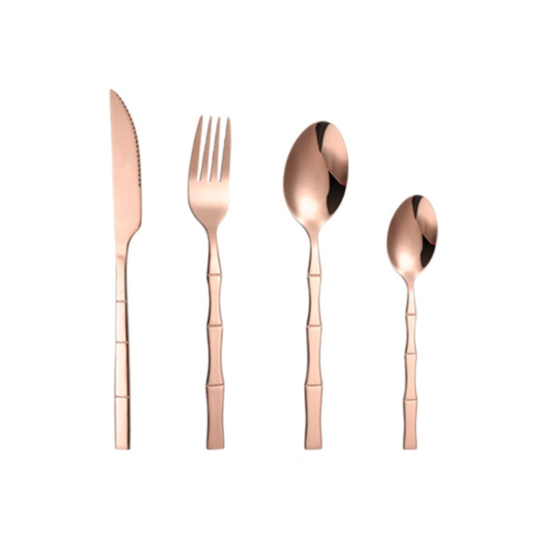 Ensemble d'ustensiles 20 pièces en acier inoxydable avec couteaux / fourchette / cuillère, service pour 5, Or rose