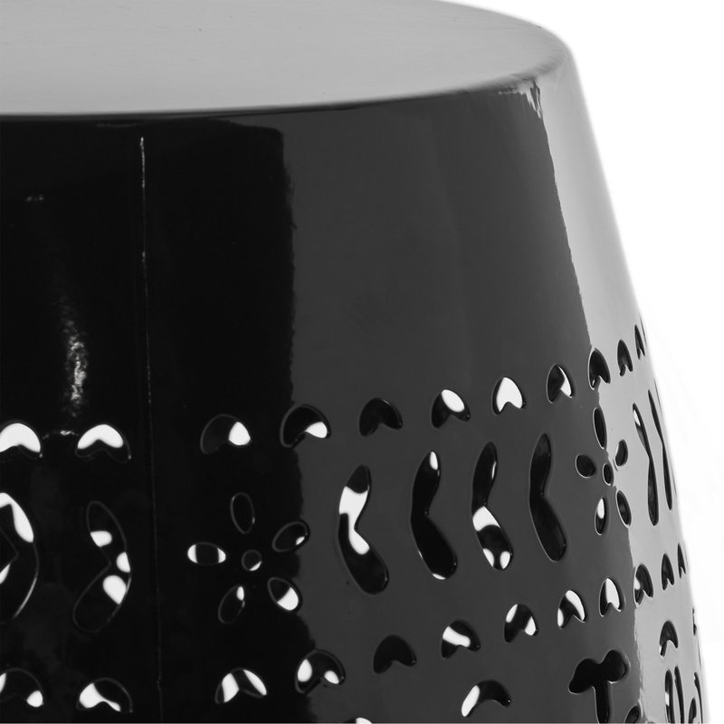 Unique Metal Side Table With Exquisite Pattern For Outdoor And Indoor Use, Black