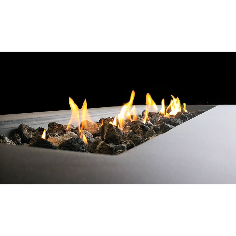 Rashid Rectangle Fire Pit Table, Charcoal, 16"H x 42"W x 20"D