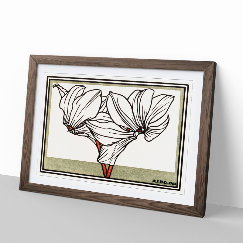 Cyclamen Flowers by Julie De Graag - Picture Frame Painting, Walnut Framed, 27cm H x 36cm W x 2cm D