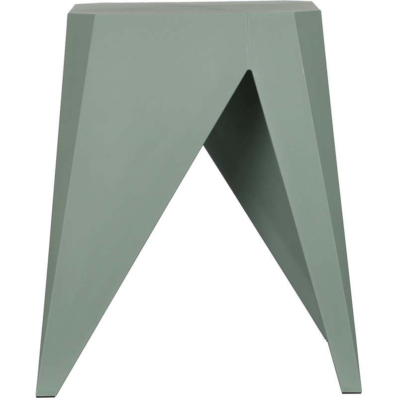 Isbella Polypropylene Plastic Accent Stool, Smoke Green