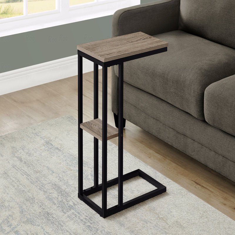 Table d'appoint, en forme de C, bout, côté, collation, stratifié, métal, contemporain, moderne, Taupe, Noir