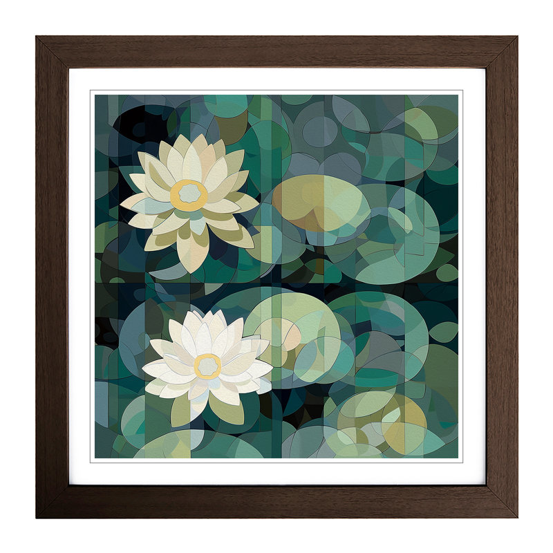 Water Lily Pond Geometric No.1 - Framed Print, Walnut