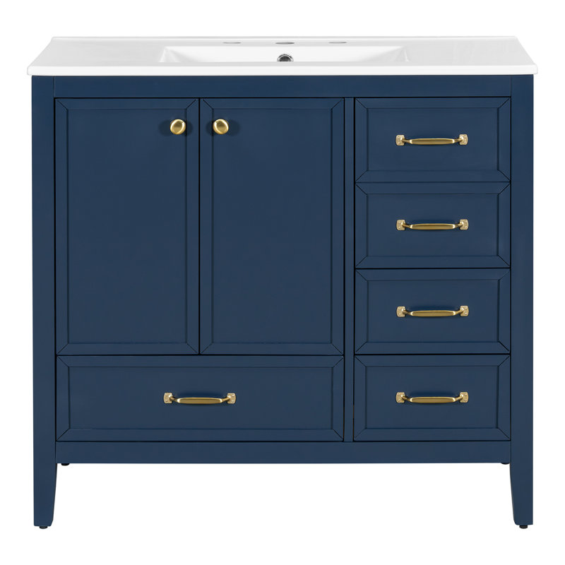 Meuble-lavabo de salle de bain avec lavabo, Bleu
