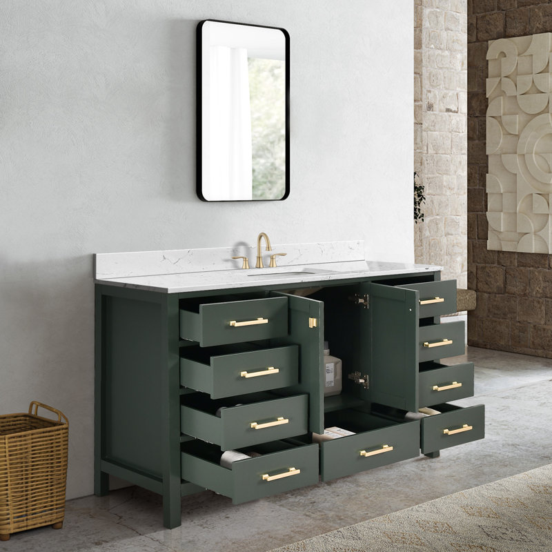 Meuble-lavabo 60 po avec lavabo simple Cholena, Vert
