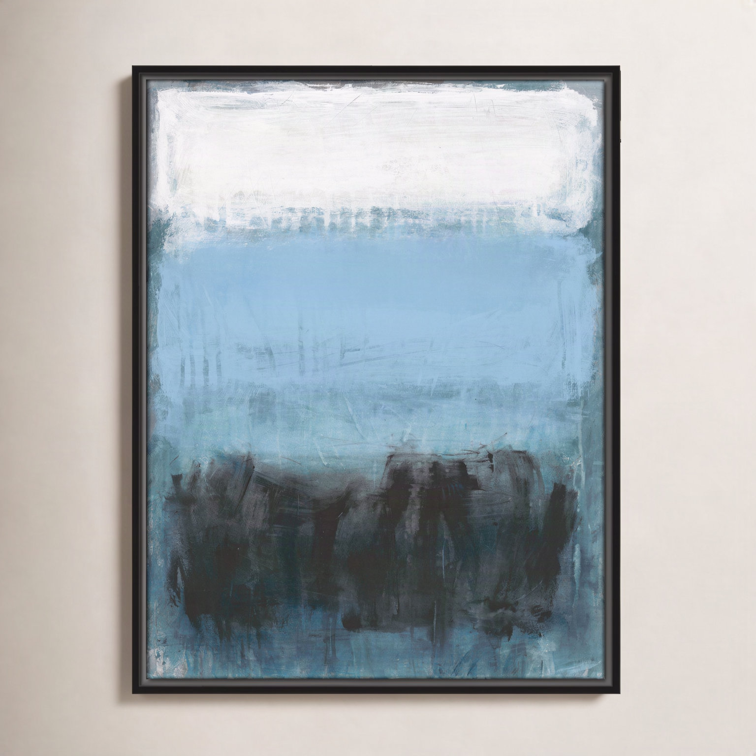Arboles "Coastal Nightfall" Painting by Filippo Ioco, 25.5" H x 19.5" W x 2" D, Black Framed Canvas, No Mat