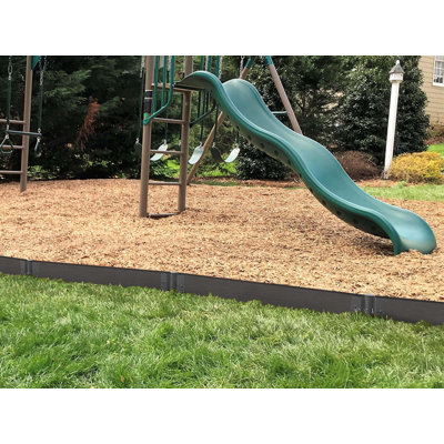 16 ft. - 2 in. Profile Weathered Wood Straight Composite Playground Border Kit