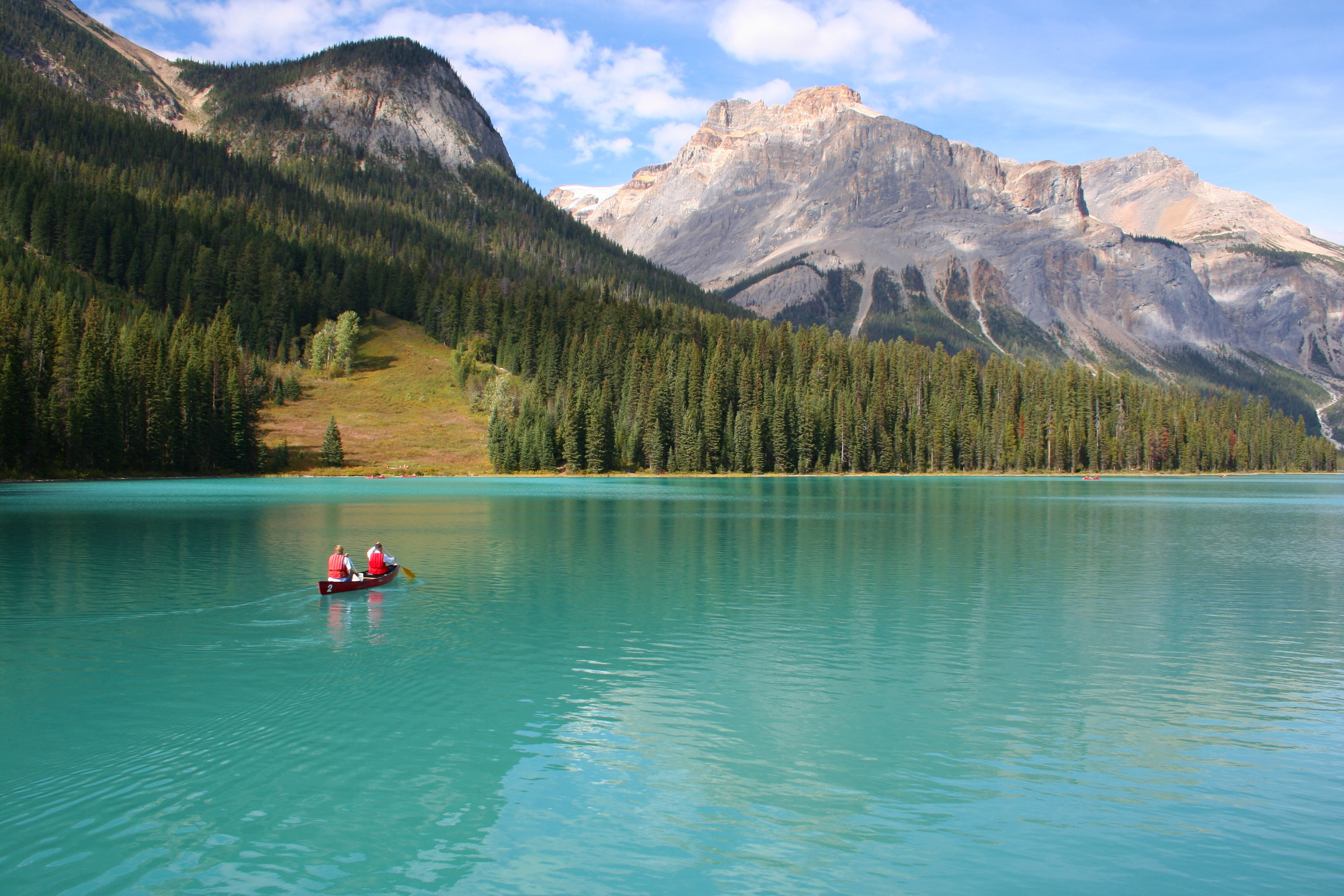 IDEA4WALL Emerald Lake Besides The Forest And Mountains Under The Cloudy  Sky On Canvas 3 Pieces Print & Reviews