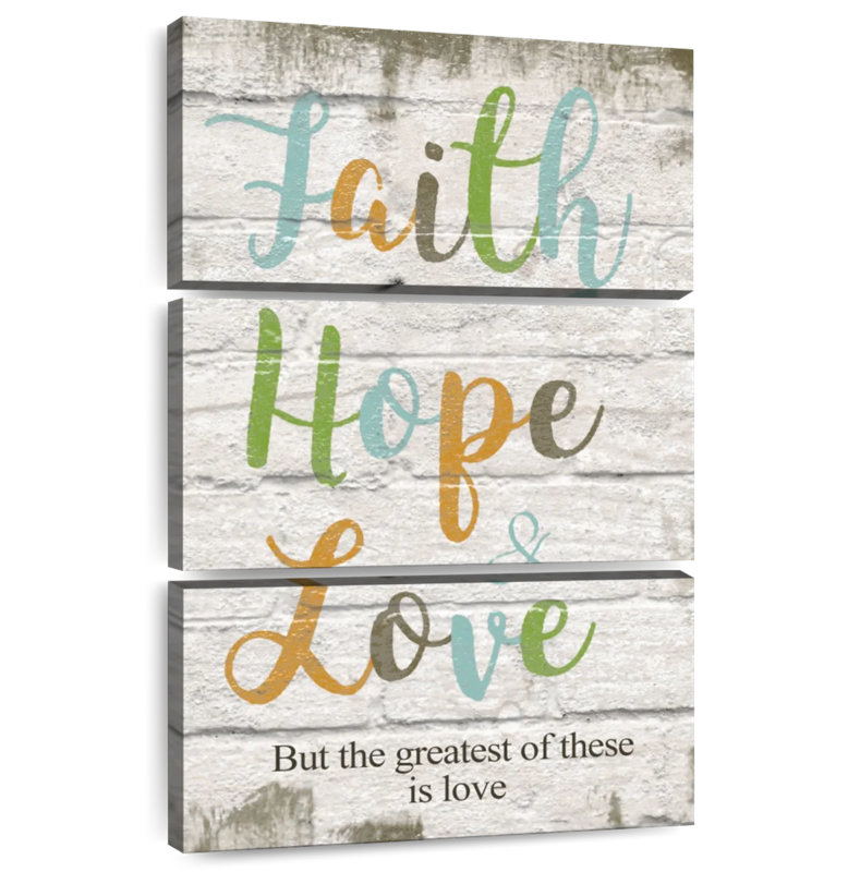 Tergel multicolore «Faith Hope Love», H 32 po x l 20 po