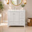 Ensemble de meuble-lavabo avec lavabo en céramique, armoire de rangement abondante - 2 portes à fermeture douce et 5 tiroirs