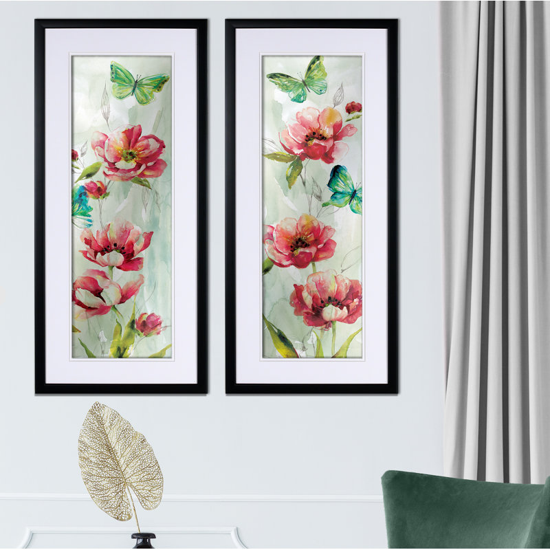 « papillon welcome », ensemble de 2 reproductions de peintures à l’acrylique encadrées