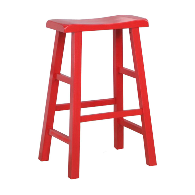 Tabouret de bar et de comptoir en bois massif massif Messer, 29 po, rouge (ensemble de 3), Rouge, 3