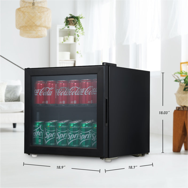 Compact Black 1.7 Cu. Ft. Beverage Cooler with Glass Door