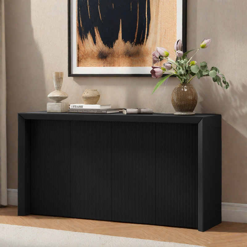 Console avec lignes simples et panneau arrière, Noir