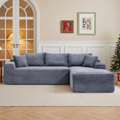 Canapé modulaire en forme de L surdimensionné en velours côtelé 105 po Boneless