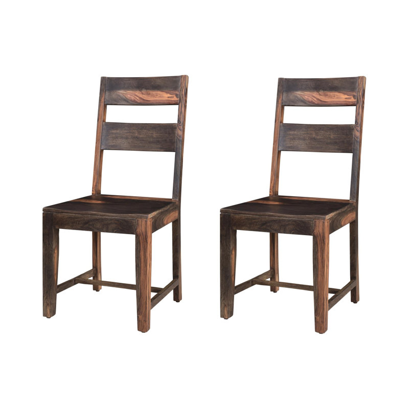 Ensemble de deux chaises d'appoint en bois massif brun foncé Gracie Mills Fairfield