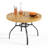 47" Round Metal Outdoor Patio Dining Table For 4, All-Weather Slatted Outdoor Table With Umbrella Hole,Brown-1386909142-1386909143