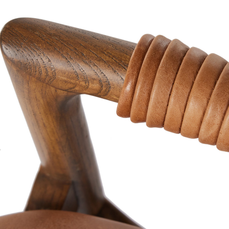 Baden Stool, Lamont Nettlewood, Haven Tobacco/Genuine Leather, Counter Stool (26" Seat Height)