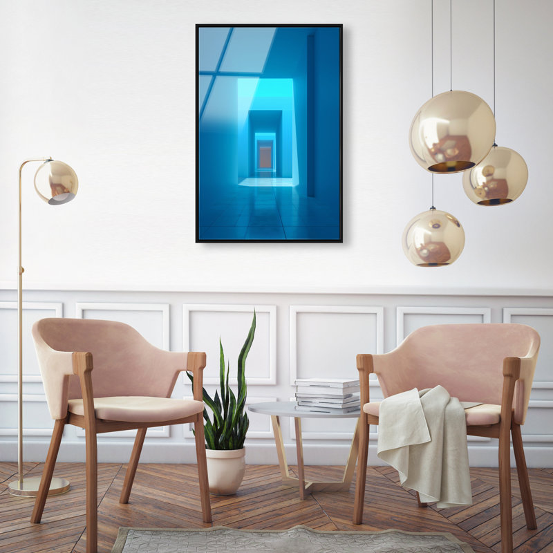 Cerulean Corridor II Print, 25"H x 17"W, Black Floater Frame