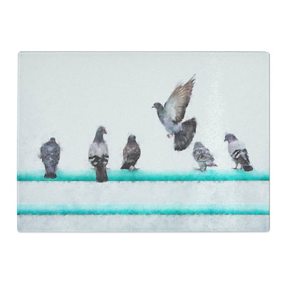 Tempered Glass Pigeons Chopping Board