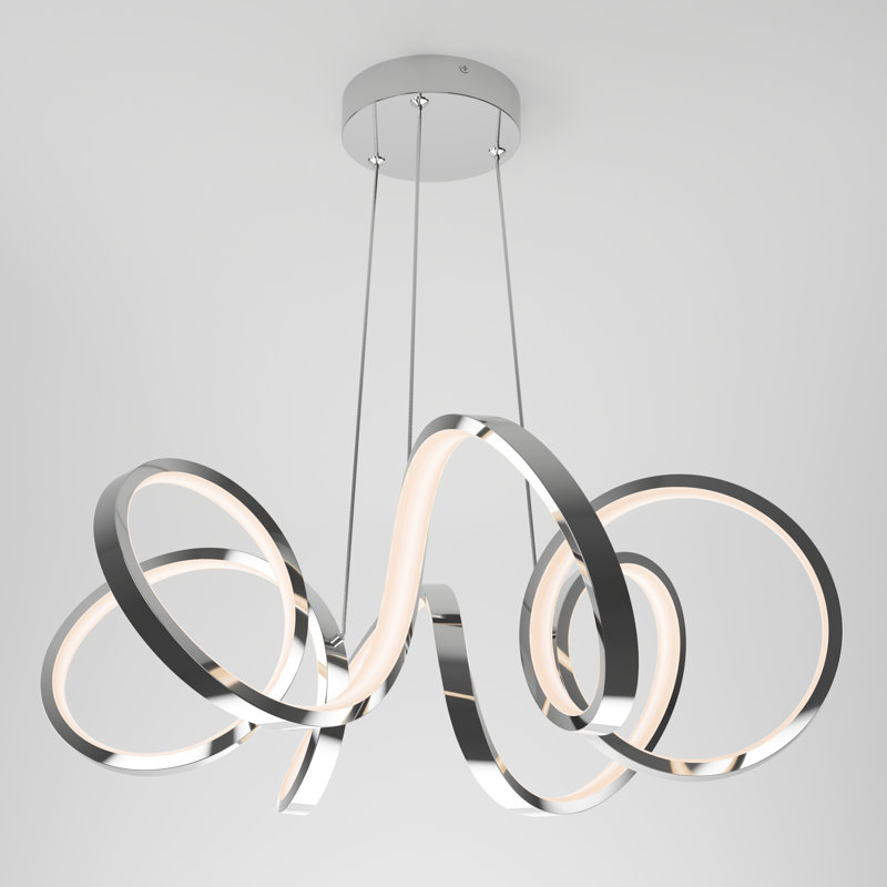Luminaire suspendu en forme de ruban tourbillon chromé, Chrome