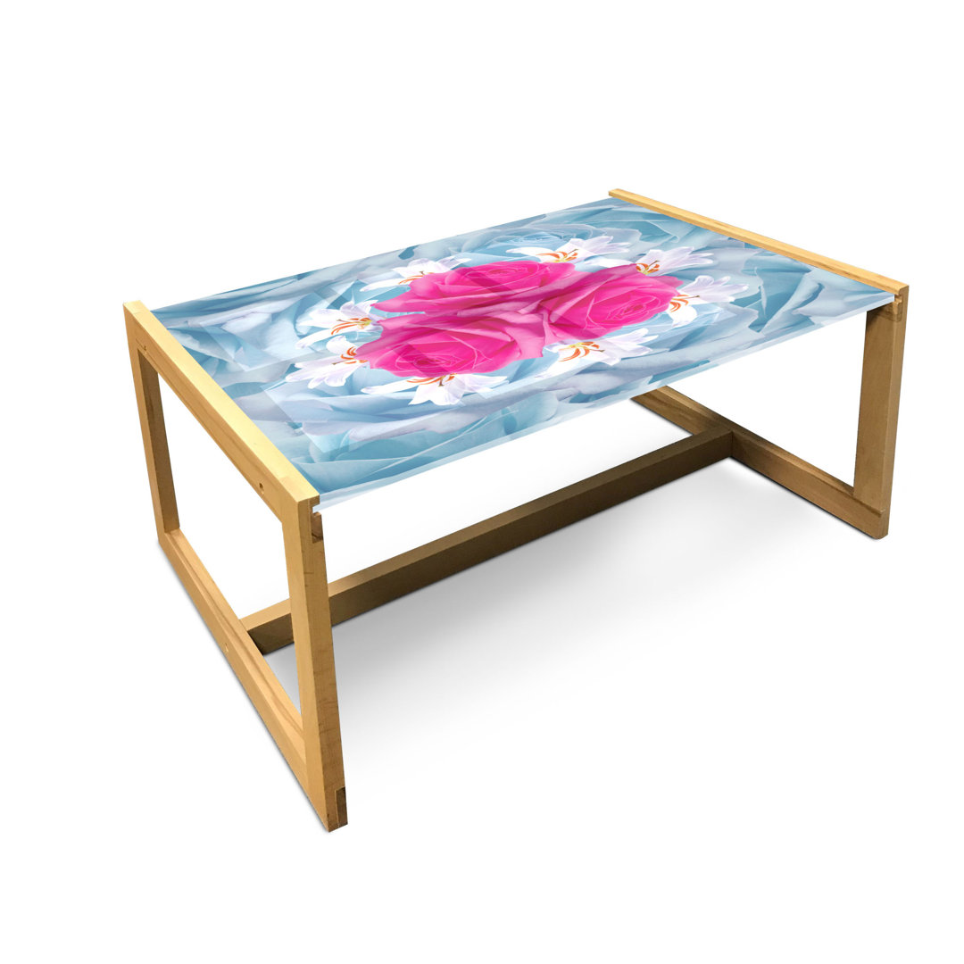 Couchtisch, Grafik Rosen und Lilien, Natur, Fuchsia Blau