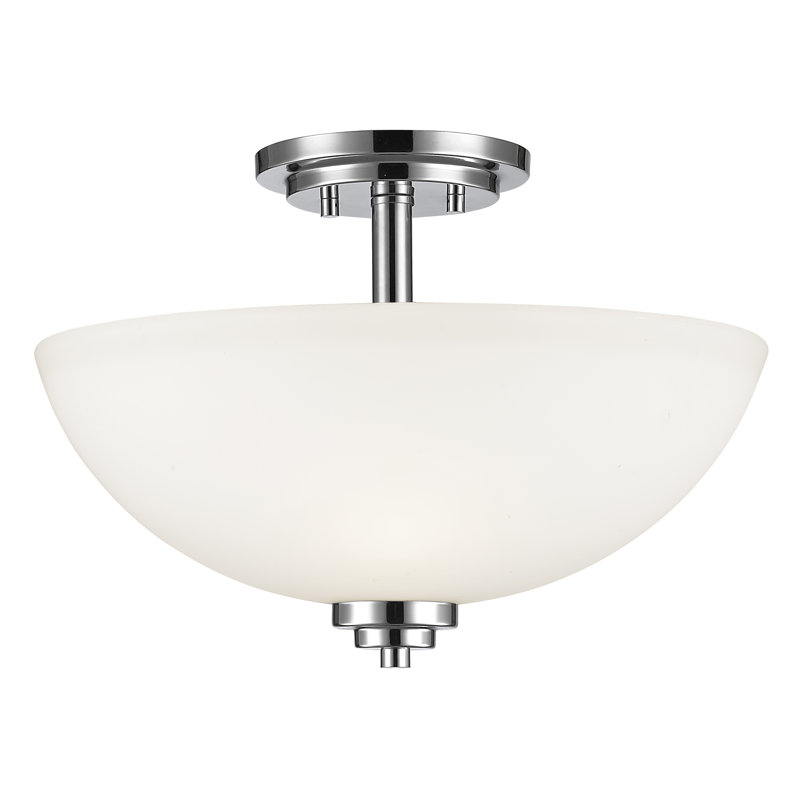 Cardiff Glass Semi Flush Mount, Chrome