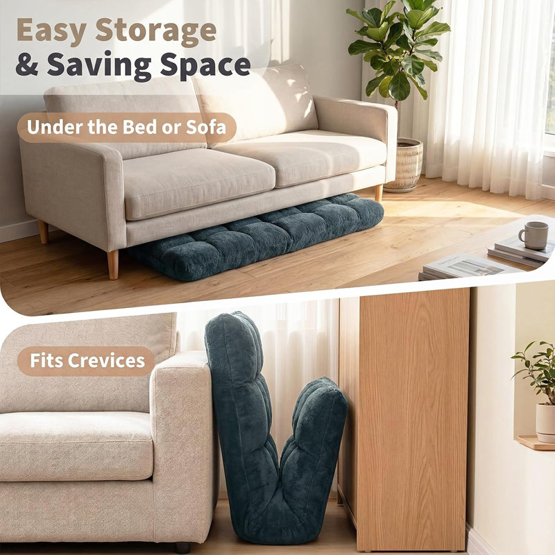 Chaise de plancher avec support pour le dos, chaises de jeu vidéo confortables, Blue