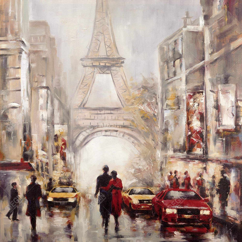 Toile occupée de la rue de Paris | Décoration de chambre à coucher Tour Eiffel