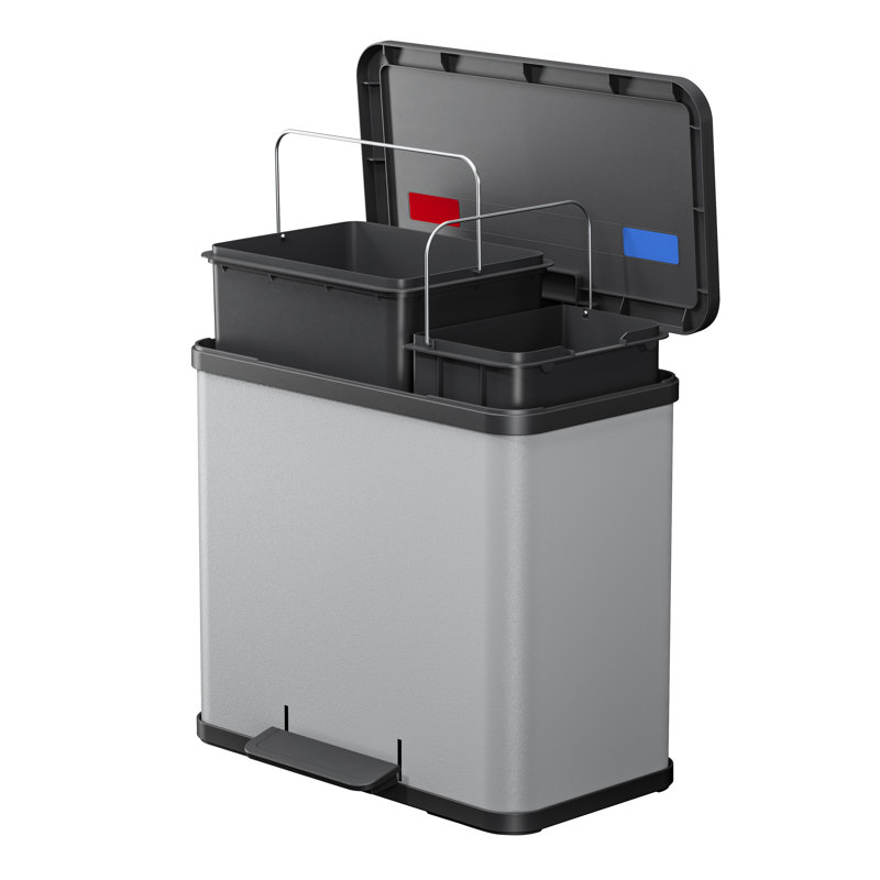Step On Rubbish Bin, 26 L., Black/Light Grey