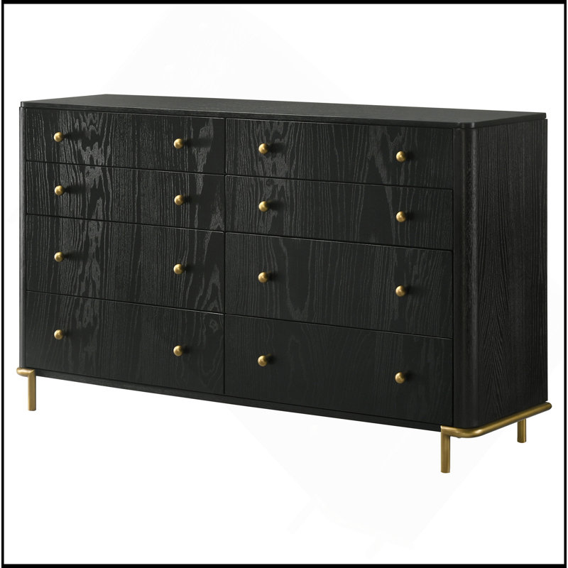 Commode 8 tiroirs Anser, Noir