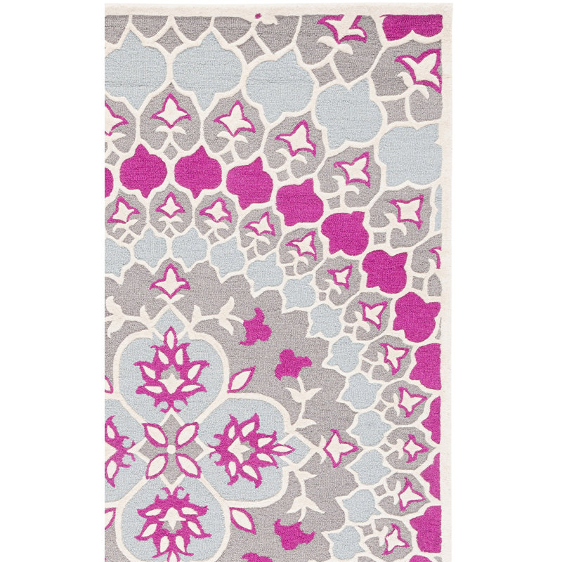 Tapis floral en laine touffeté à la main Miu, Rectangle 2 pi x 3 pi