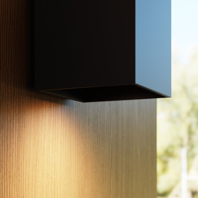 Qube Aluminium LED Flush Mounted Sconce, 3.25" H x 3.25" W x 3.5" D, Textured Black