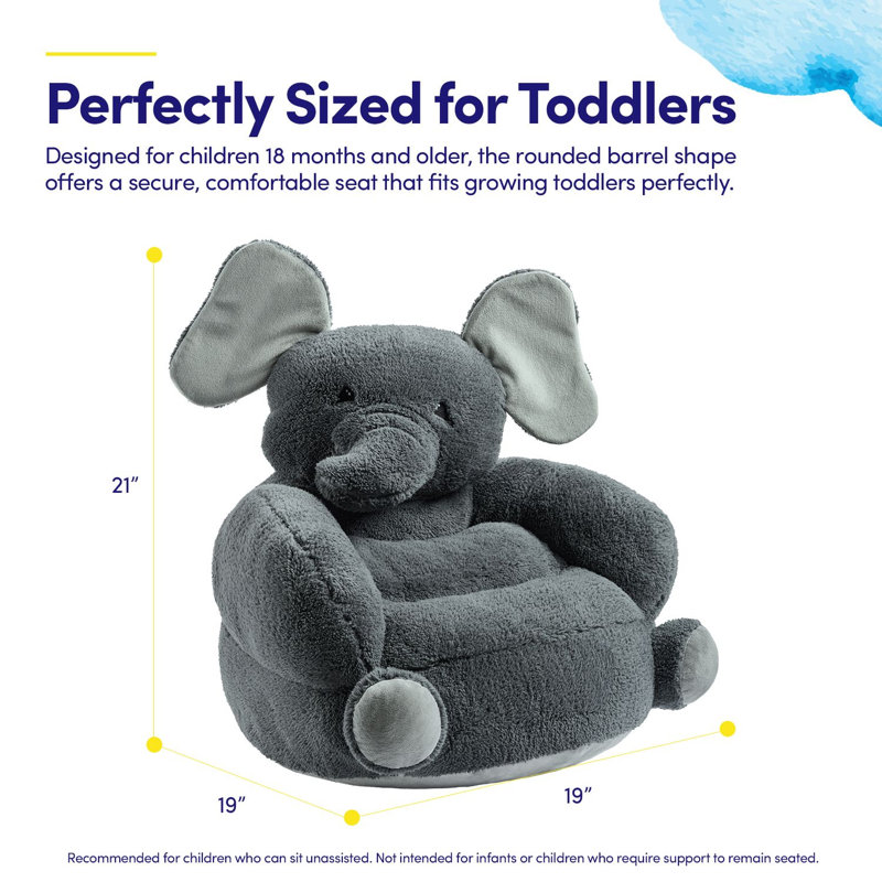 Fauteuil en peluche en forme d'éléphant pour enfants, idéal pour lire et regarder la télévision dans les chambres de tout-petits et d'enfants.