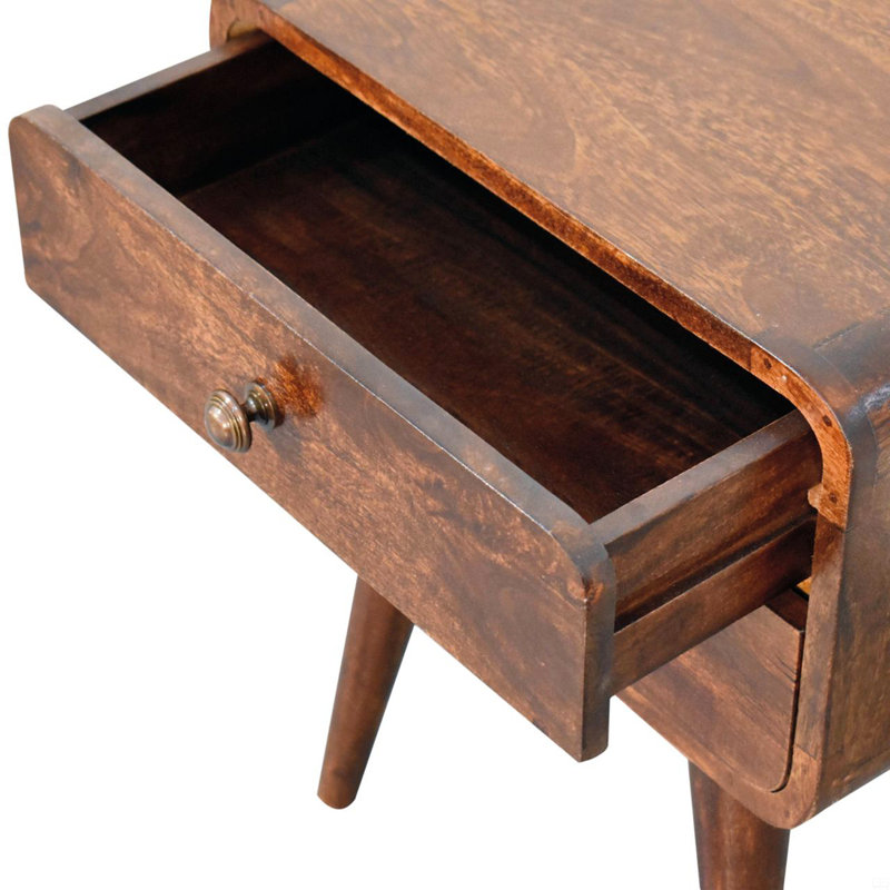 Table de chevet courbée en bois massif et noyer de Californie