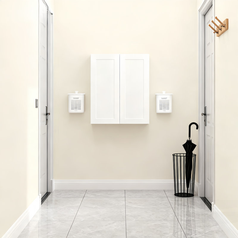 Armoire murale en bois massif Shaker, H 42 po x l 24 po x P 12 po, Blanc