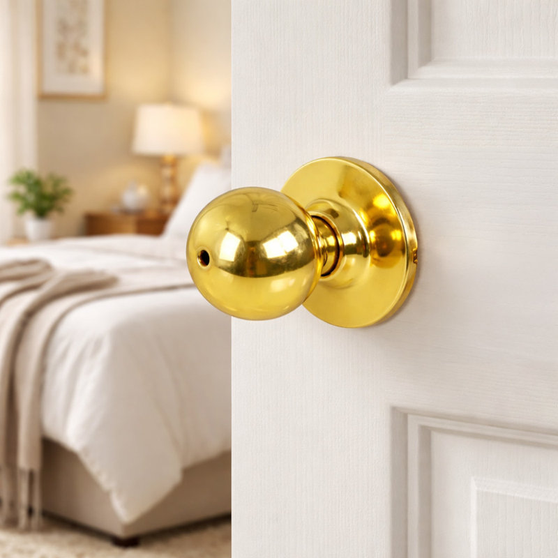 Bouton d'intimité pour lit / baignoire Ball, H 2,88 po x l 3,5 po x P 6,38 po, Laiton poli, 2-Way Latch