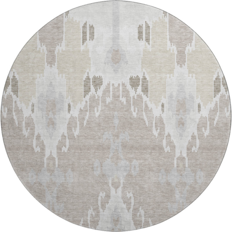 Premium Machine Washable Prisco Ivory Rug, Round 8'