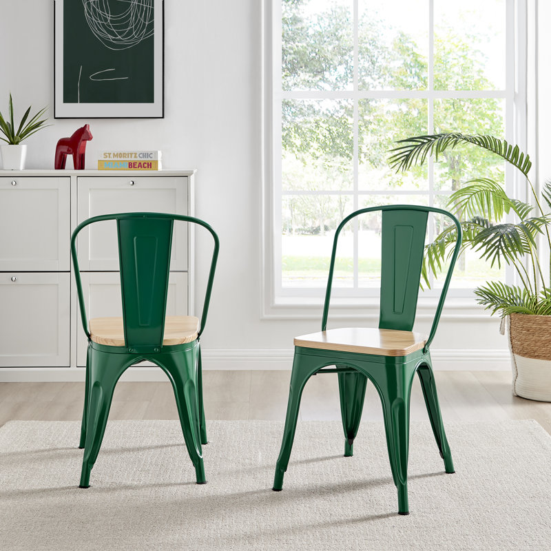 Chaise d'appoint empilable en métal Honora, Vert